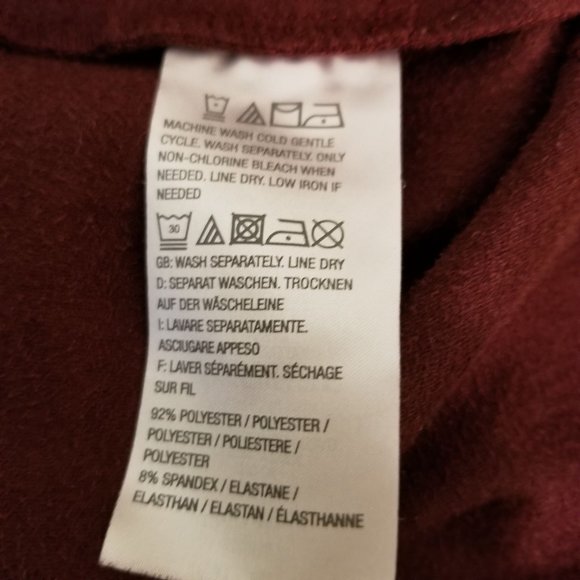 LOGO Lori Goldstein 2X Maroon Waterfall Open Front Suede Cardigan Jacket - Picture 4 of 4
